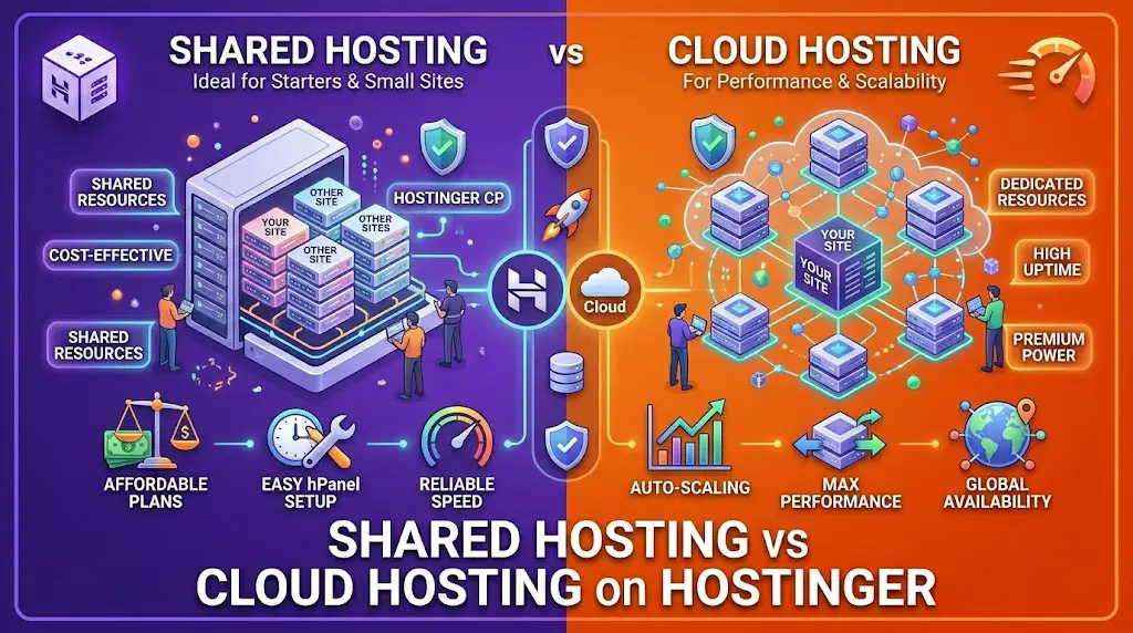 Shared Hosting vs Cloud Hosting on Hostinger